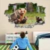 Animal Wall Decal 3D Smashed Art Decor Bear Wall Tattoo Art Vinyl Wall Stickers Grass for Girls Kids Bedroom Nursery Living Room Sticker Mural Home Gift 43 x 28 Inch view 3