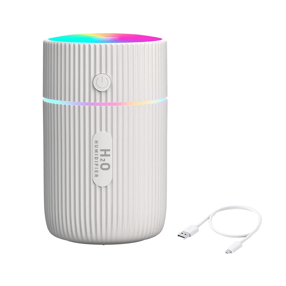 TTPP Colorful Cool Mini Humidifiers with LED Night Light 220ml Portable Ultra Quiet Humidifier for Home Car Bedroom Office and Travel-White