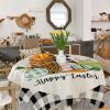 LEOSUCRE Tablecloth Square Table Cloths 60 x 60, Easter Tablecloths Waterproof Tablecloth Outdoor Table Cloth Table Cover Kitchen Dinning Tabletop Bunny Eggs Spring Floral Burlap Plaid view 1
