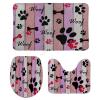 3 Pieces Bathroom Rug Set, Dog Paw Prints Rustic Old Barn Wood Soft Foam Non Slip Bath Mats Sets Toilet Contour Mat Lid Cover for Bathtub Shower and Bathroom Decor 18"x30" view 1