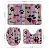 3 Pieces Bathroom Rug Set, Dog Paw Prints Rustic Old Barn Wood Soft Foam Non Slip Bath Mats Sets Toilet Contour Mat Lid Cover for Bathtub Shower and Bathroom Decor 18"x30" view 2