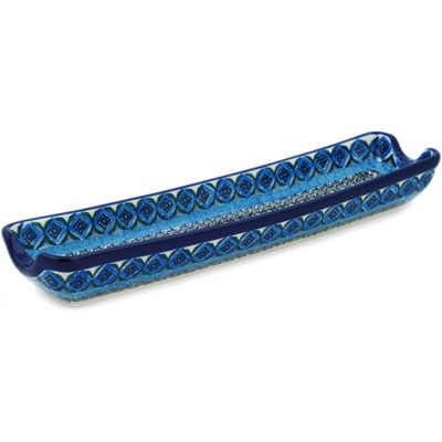 Polmedia Polish Pottery Rolling Pin Cradle UNIKAT - Sparkling Sea Pattern Handmade in Boleslawiec Poland by Ceramika Artystyczna + Certificate of Authenticity