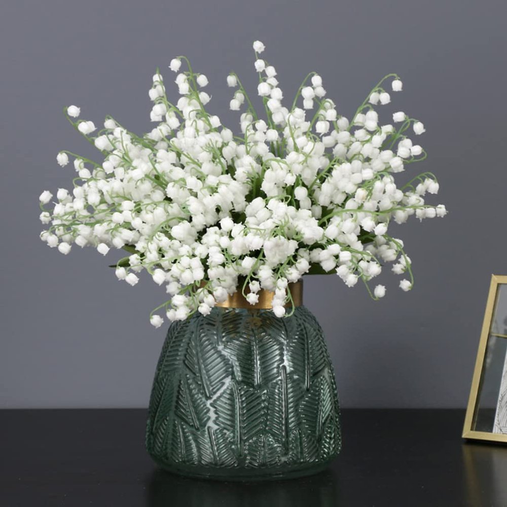 PRETYZOOM Realistic Lily of The Valley Artificial Flowers 6pcs Set for Home Office Party Decorations