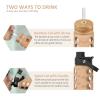 MUKOKO 24oz Glass Water Bottle with 2 Lids-Handle Flip Lid&Bamboo Straw Lid,Motivational Water Tumbler with Time Marker Reminder and Silicone Sleeve, Leakproof-Amber view 3