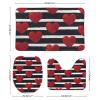 3 Pieces Bathroom Rug Set, Valentine's Day Black Background Love You Soft Foam Non Slip Bath Mats Sets Toilet Contour Mat Lid Cover for Bathtub Shower and Bathroom Decor 20"x32" view 2