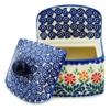 Polmedia Polish Pottery Wall Jar - Wave Of Flowers Pattern Handmade in Boleslawiec Poland + Certificate of Authenticity view 2
