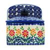 Polmedia Polish Pottery Wall Jar - Wave Of Flowers Pattern Handmade in Boleslawiec Poland + Certificate of Authenticity view 3
