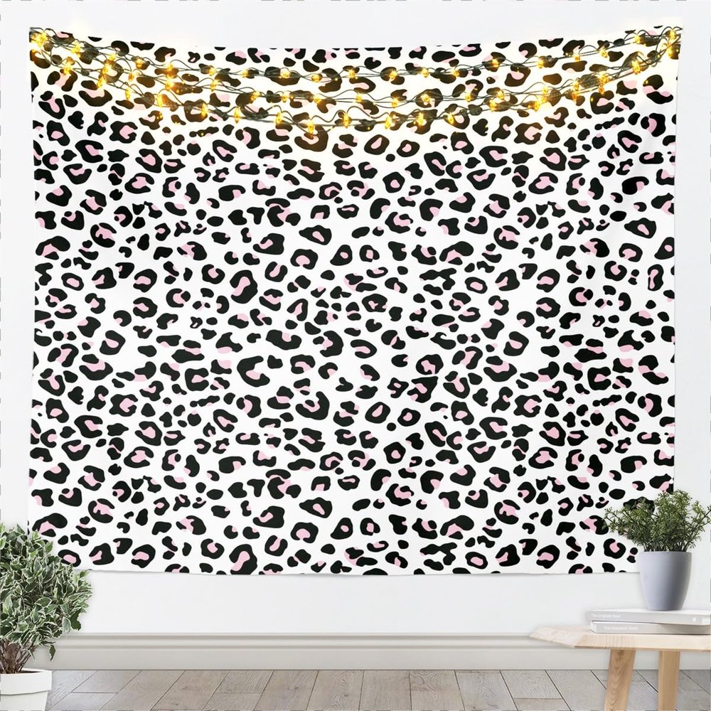 Leopard Print Tapestry Cheetah Skin Texture Wall Hanging for Kids Teens Girls Room Decor, Wild Animals Wall Blanket Tapestries Pink Noble Wall Art Hanging, XLarge 70.9 x 92.5 Inches