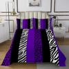 Homewish Leopard Print Bedspread Twin Size,Zebra Skin Texture Coverlet Set 2pcs for Kids Teens Adult Room Decor,Striped Fashion Quilted Coverlet Black White and Purple Bedding Quilt with 1 Pillowcase view 2