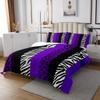Homewish Leopard Print Bedspread Twin Size,Zebra Skin Texture Coverlet Set 2pcs for Kids Teens Adult Room Decor,Striped Fashion Quilted Coverlet Black White and Purple Bedding Quilt with 1 Pillowcase view 3