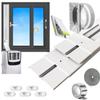 Aozzy portable ac window vent kit with Universal 5.1/5.9"Coupler,26-63"Adjustable with Security Lock &Weather Stripping Air Conditioner Seal kit for vertical/horizontal sliding windows fit for LG etc view 1