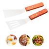 2PCS Metal Slotted Spatula Set, Stainless Steel Spatula with Wooden Handle Griddle Accessories Pancake Turner Flipper for Cast Iron Skillet Grill Baking Cooking view 3