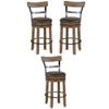 Home Square 30" Mahogany Wood Swivel Barstool in Taupe Brown - Set of 3 view 1