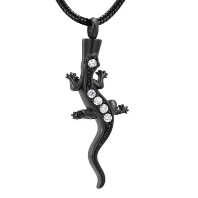 LiHiFG Lizard Cremation Jewelry That Holds Ashes - Loss of Pet Stainless Steel Memorial Urn Necklace Holder Keepsake Pendant