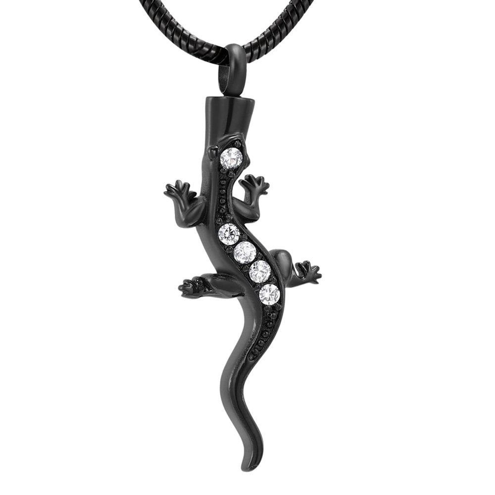 LiHiFG Lizard Cremation Jewelry That Holds Ashes - Loss of Pet Stainless Steel Memorial Urn Necklace Holder Keepsake Pendant