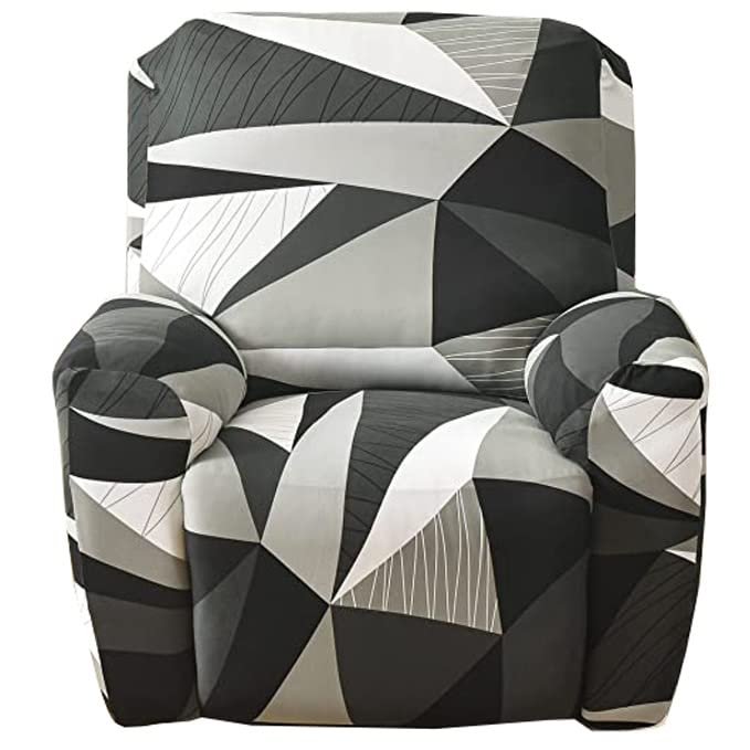 ZYYH Recliner Chair Cover 4-Pieces with Pockets Recliner Chair Slipcovers 1 Seater Couch Armchair Cover for Recliner Couch Cover Printed Furniture Protector with Elastic Bottom (Color : B)