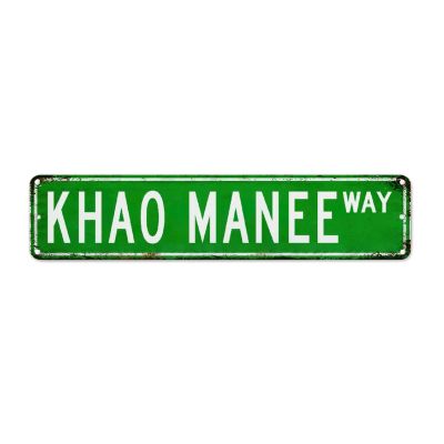 Khao Manee Vintage Wall Decor Metal Sign Pet Cat Breed Name Retro Street Hanging Sign Men Cave Decor Vintage Wall Art Vintage Home Quality Metal Street Signs for Front Porch Garden Outdoor