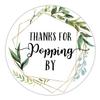 Thanks for Popping by Stickers, Greenery Baby Shower Favor Stickers, Bridal Shower, Wedding Stickers, 2 Inch, 50-Pack. view 1