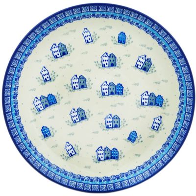 Polmedia Polish Pottery Dinner Plate UNIKAT - Arctic Village Pattern Handmade in Boleslawiec Poland by Ceramika Artystyczna + Certificate of Authenticity