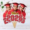 Voila Print Custom Face Fans With Wooden Handle, Graduation Head, Grad Face Fans, Class of 2026, Graduation Faces on a Stick, VP546 (20, 24 Inches) view 1