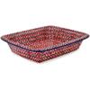 Polmedia Polish Pottery Rectangular Baker - Red Houndstooth Pattern Handmade in Boleslawiec Poland by Ceramika Artystyczna + Certificate of Authenticity view 1