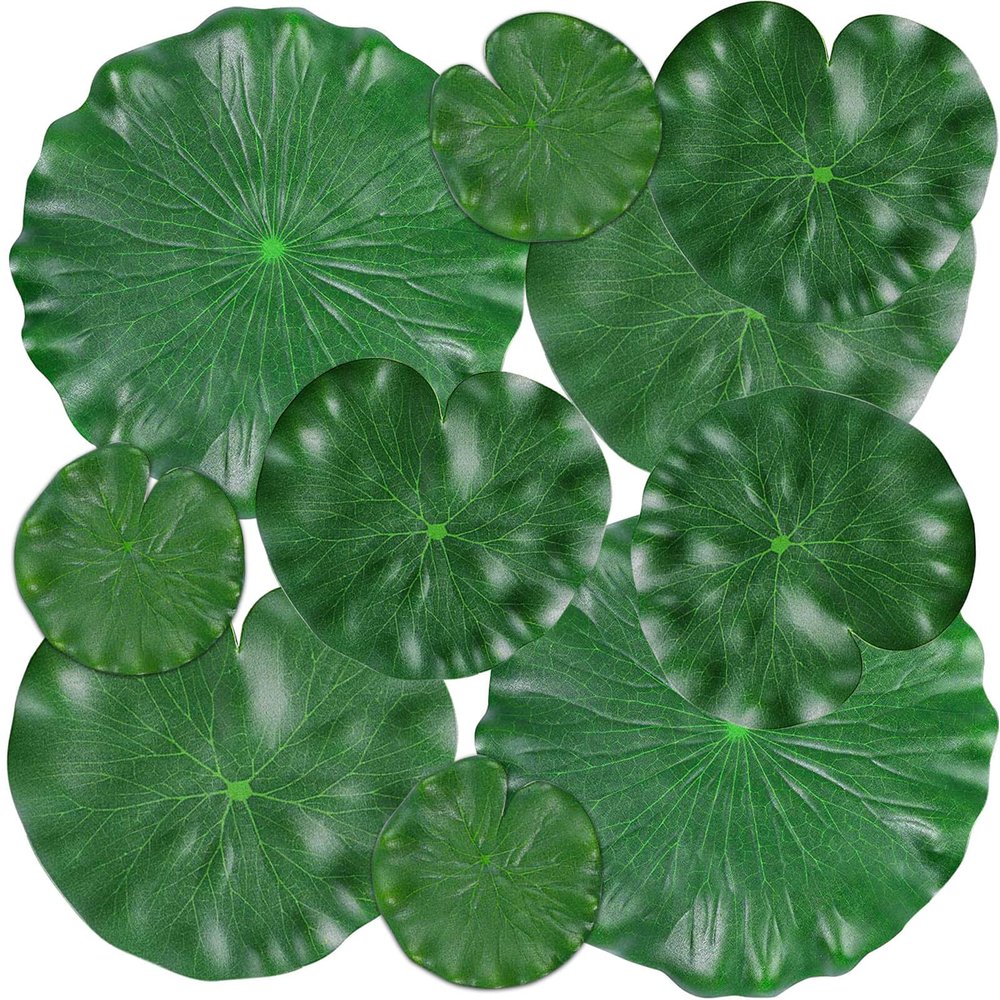 ZAUGONTW 10 Pcs Realistic Lily Pads Leaves for Ponds, Artificial Floating Foam Lotus Leaves, Water Lily Pads Artificial Foliage Pond Decor for Koi Fish Pool Patio Aquarium