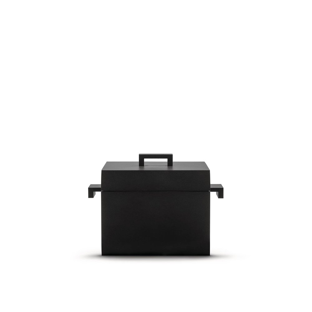Alessi AR03 La Cubica Design Casserole in Aluminium with Square Base with Non-Stick Coating and Magnetic Steel Base, Black