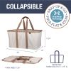 CleverMade Collapsible Laundry Tote 2-Pack (50L)  Foldable Carry-All Storage Bin for Laundry, Car Trunk, RV, Dorm & Home Organization  LUXE Cotton Blend with Vegan Leather Accents, Cream view 2