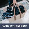 CleverMade Collapsible Laundry Tote 2-Pack (50L)  Foldable Carry-All Storage Bin for Laundry, Car Trunk, RV, Dorm & Home Organization  LUXE Cotton Blend with Vegan Leather Accents, Cream view 3