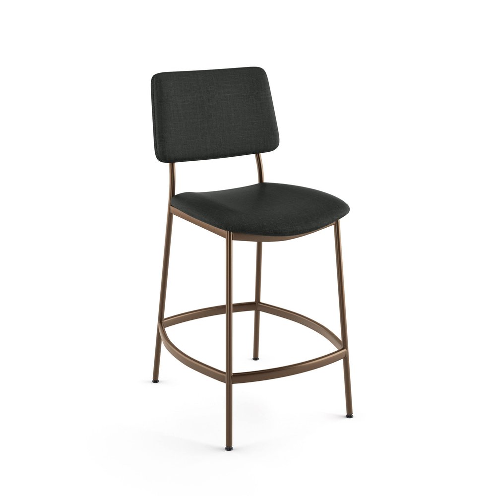 Amisco Sullivan 26 in. Counter Stool - Black Polyester/Bronze Metal