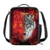 AFPANQZ Heat Insulated Haversacks Reusable Large Capacity Food Storage Haversacks with Adjustable Strap Cool Wolf Print Haversack Bag view 1
