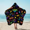 Sleepwish Kids Neon Gamer Beach Towel for Boys Girls, Colorful Gamepad Hooded Bath Towel Wrap, Teens Gaming Pool Towel with Hood, Black Purple Blue (Kids, 1 Piece) view 1