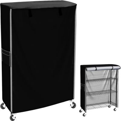 MOLLYAIR Heavy Duty 600D Oxford Wire Shelving Cover - 36" W x 18" D x 54" H - Water-Resistant Dustproof Storage Rack Protector with Dual Zippers and Secure Buckles, Black
