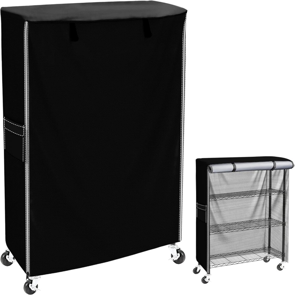 MOLLYAIR Heavy Duty 600D Oxford Wire Shelving Cover - 36" W x 18" D x 54" H - Water-Resistant Dustproof Storage Rack Protector with Dual Zippers and Secure Buckles, Black