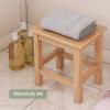 XJHOME Solid Wood Stool Wooden Small Foot Step Stools Wooden Stool Small Seat Portable Small Foot Bench Storage Shelf Step Stool for Kitchen Bathroom Bedroom Storage Shelf Lightweight and Anti Slip view 2