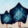 Sleepwish Kids Beach Hooded Towel Turtle Hoodie Towel Teal Turquoise Turtle Microfiber Bath Towel for Toddler Girls Boys Soft Absorbent Towels with Hood for Beach Pool (Adults, 1 Piece) view 1