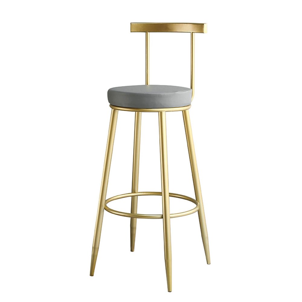LOUFOU Bar stools with Back Counter Height Barstool Faux Leather Island Chairs with Gold Metal Footrest for Dining Room Coffee House Rustic Bar