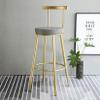LOUFOU Bar stools with Back Counter Height Barstool Faux Leather Island Chairs with Gold Metal Footrest for Dining Room Coffee House Rustic Bar view 2