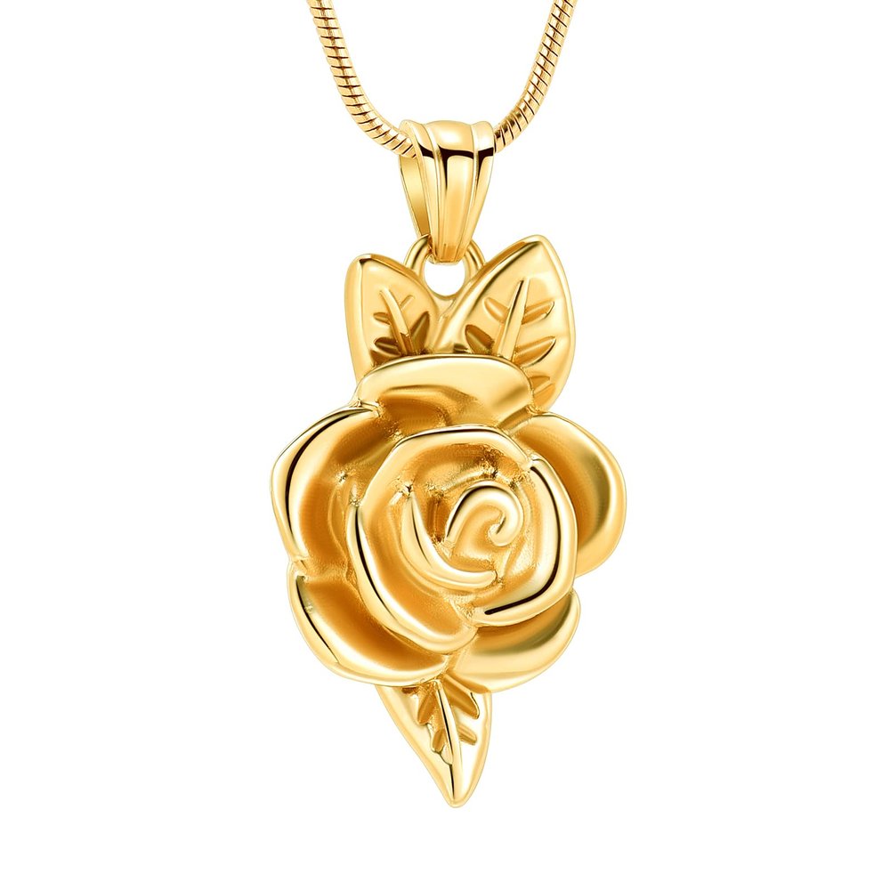 Cremation Jewelry Rose Floer Shape Urn Pendant Necklace Pet Cremation Ash Urn Jewelry Ashes Keepsake