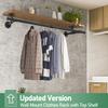 Fobule 48'' Wall Mounted Clothes Rack Iron Industrial Pipe Clothes Rod with Top Shelf Pipe Rack (Wood Plank Not Included) view 4