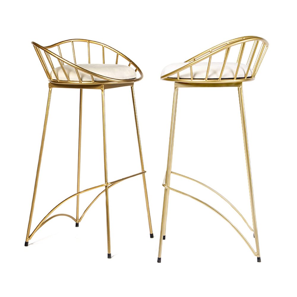 Bar Stools Counter Stools Velvet Bar Chairs for Kitchen Counter Upholstered Breakfast Stools with Gold Leg for Dining Room Coffee House Rustic Bar