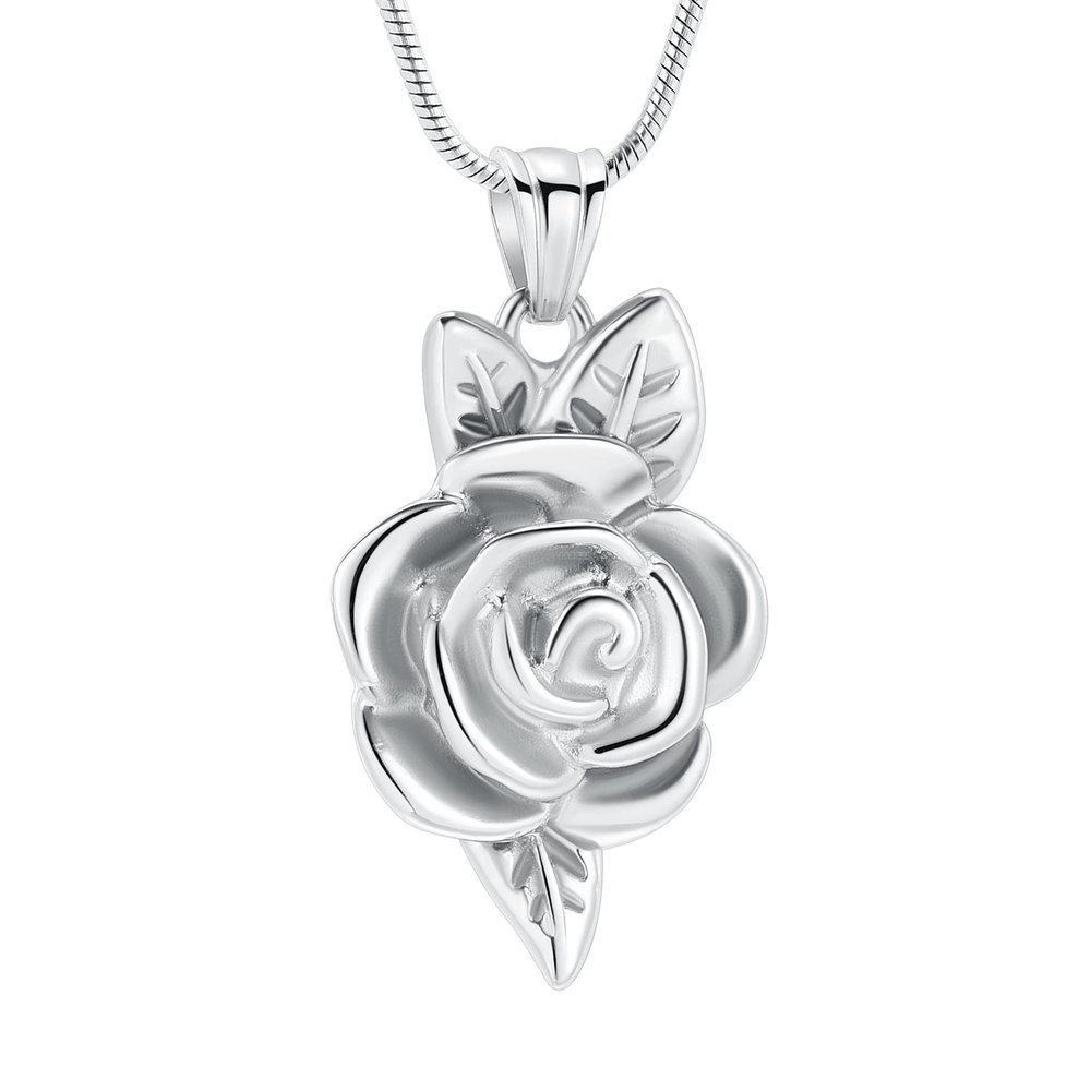 Cremation Jewelry Rose Floer Shape Urn Pendant Necklace Pet Cremation Ash Urn Jewelry Ashes Keepsake