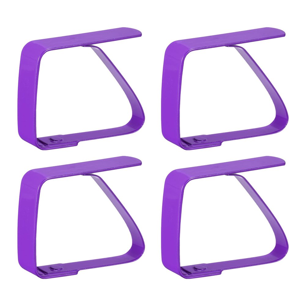uxcell Tablecloth Clips 50mm x 40mm 420 Stainless Steel Holder for Home Restaurant Banquet Outdoor Picnic Table Cloth Fixing Purple 4 Pcs