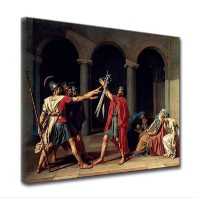Jacques Louis David-The Oath of Horatii (1784) Canvas Wall Art Poster Home Decor Ready to Hang(50x65cm 20"x26",Framed)