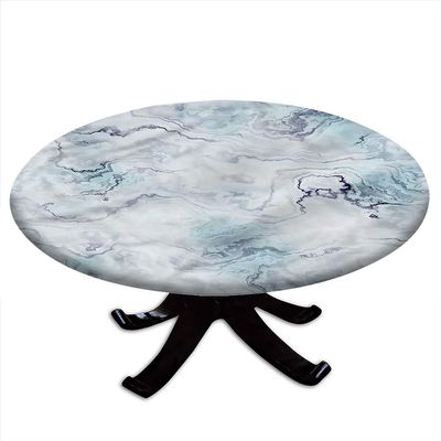 VBTGVE Marble Round Tablecloth, Marble Motif Art, Elastic Edge, Waterproof and wipeable Table Cover, Suitable for Restaurant Kitchen Parties, Fit for 52" Table,