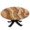 VBTGVE Round Fitted Marble Tablecloth, Marble Motif Art, Elastic Edge, Waterproof and wipeable Table Cover, Suitable for Dining Tables, self-Service Parties and Camping, Fit for 62" Table, view 1