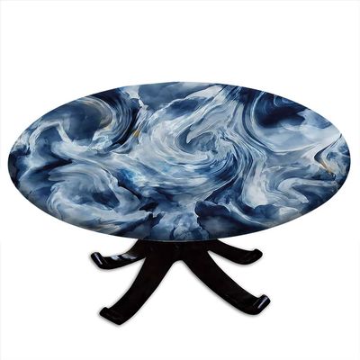 VBTGVE Marble Round Tablecloth, Marble Motif Art, Elastic Edge, Waterproof and wipeable Table Cover, Suitable for Wedding/Banquet/Restaurant/Party, Fit for 24" Table,