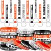 Sosation 24 Pcs Basketball Party Favors Basketball Motivational Silicone Wristband Rubber Bracelets Keyrings 12 Motivational Basketball Keychain 12 Inspirational Basketball Wristband for men women view 1