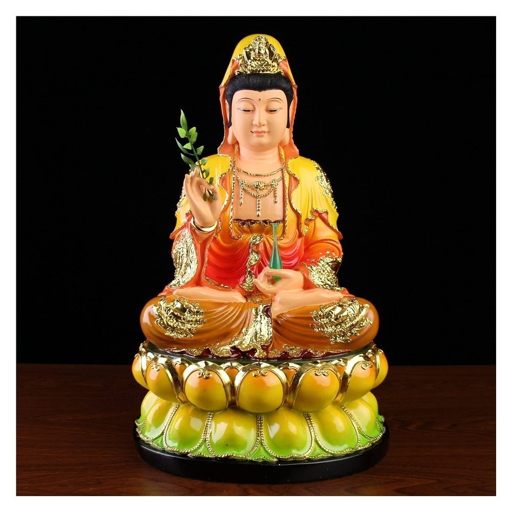 Buddha Statue Guanyin Buddha Worship Living Room Fortune Ornaments Guanyin Avalokitesvara Resin Figure Statuette Safe and Sound Figurine Buddha Ornaments (Size : 40CM Height)