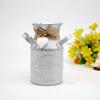 SEWACC Pastoral Flower Pot Rustic White Iron Planter for Succulents and Cacti Large Open Mouth Decorative Vase for Home Office Garden Desk and Bookshelf view 2